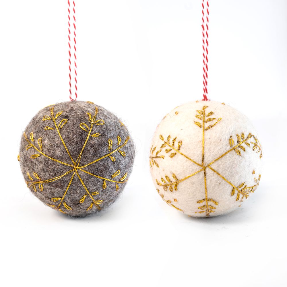 [GI-XD-SBA004] Decoration Set-Felt Gold Embroidered Baubles