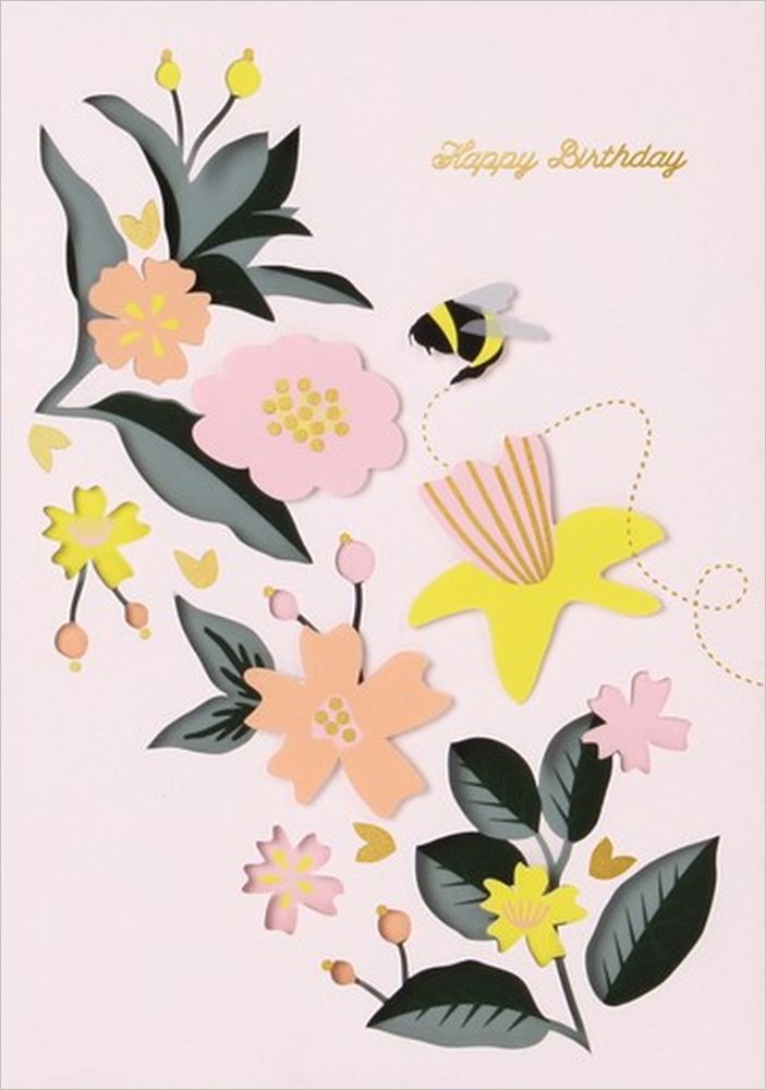 [UP-C-LA035] Layered Die-cut Card-Floral Birthday