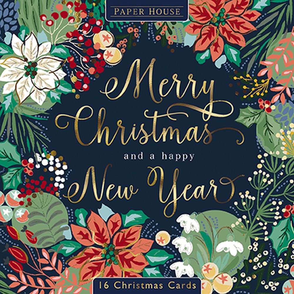 [AL-XCP-PSLOP0002] Boxed Card Park of 16 (2 designs)-Floral Wreath and Tree