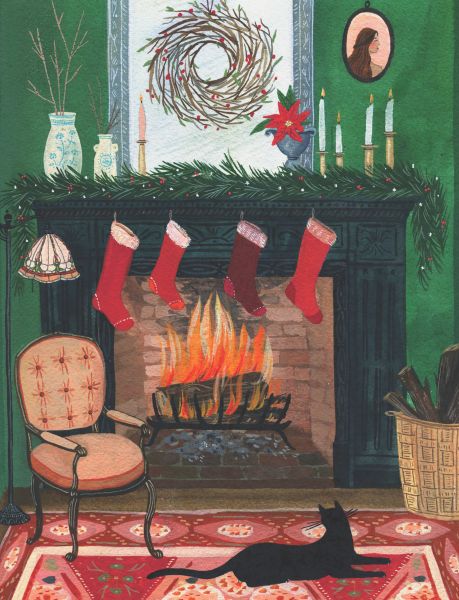 [RC-XC-BEC2824] Card-Christmas by the Fireplace