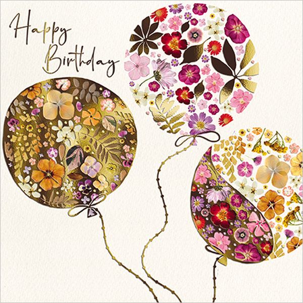 [AL-WF0001] Foil Card-Pressed Flowers in Floating Balloons