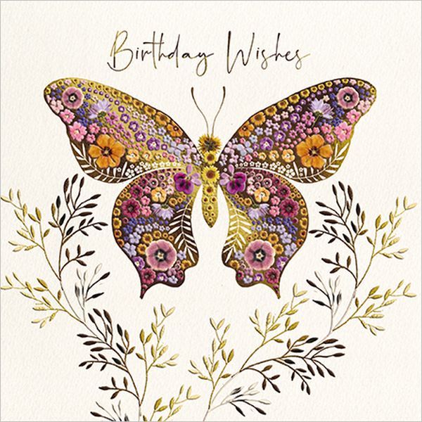 [AL-WF0004] Foil Card-Butterfly and Gold Branches