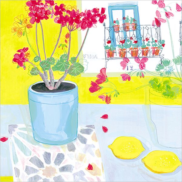 [AL-AJ0002] Card-Geranium Balcony, Andalucia