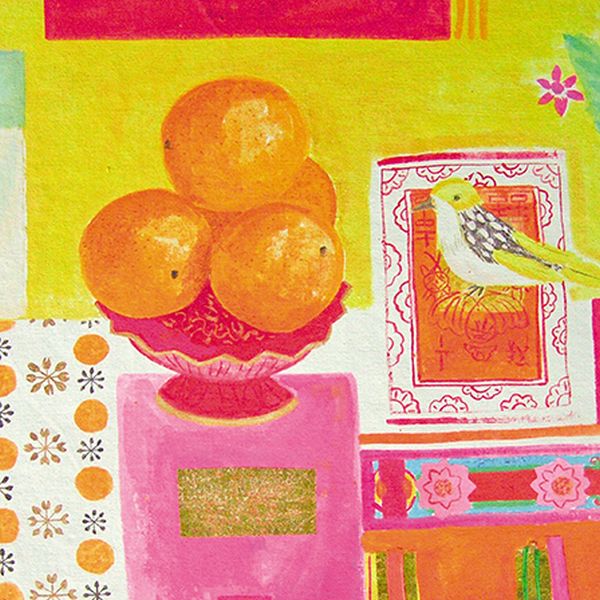 [AL-AJ0011] Card-Hong Kong, Oranges and Bird