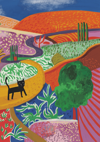 [NG-CC-DH077] Card-Hockney Cat