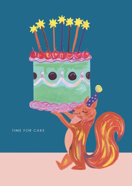 [HC-C-443] Card-Squirrel and Cake