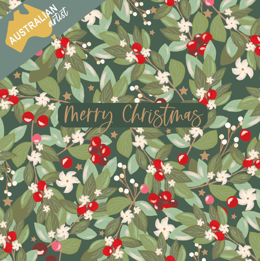 [VE-XCP25016] Christmas Card Wallet-BCNA-Leaves And Berries