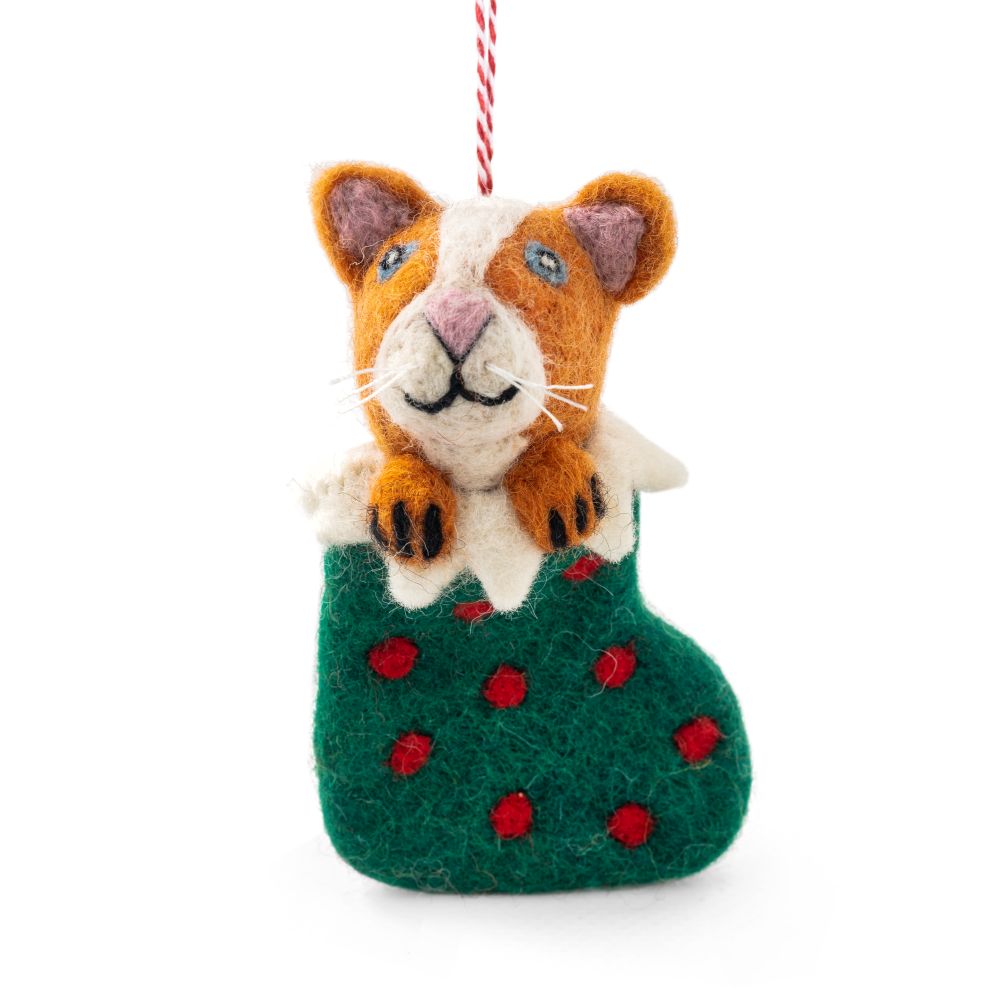 [GI-XD-DCA004] Charity Decoration-Felt Cat Ginger Stocking