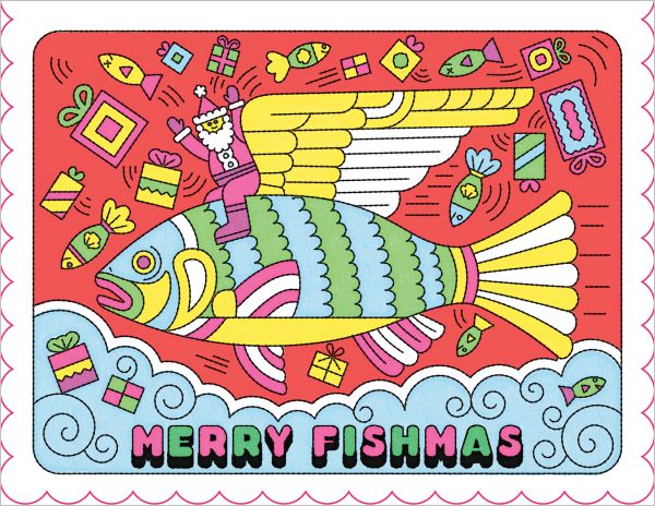 [RC-XC-NOL3131] Scalloped Card-Merry Fishmas