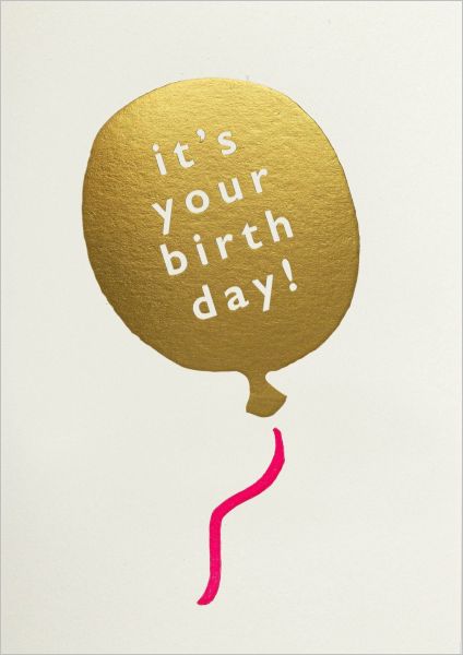 [AV-MC-AP374] Mini Card-Gold Balloon Birthday