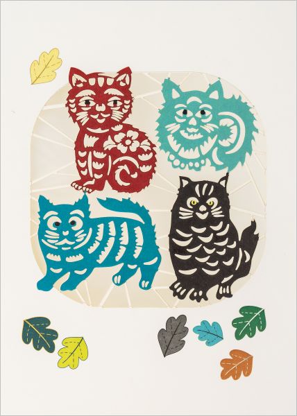 [FO-C-PP004] Laser Cut Card-Four Cats