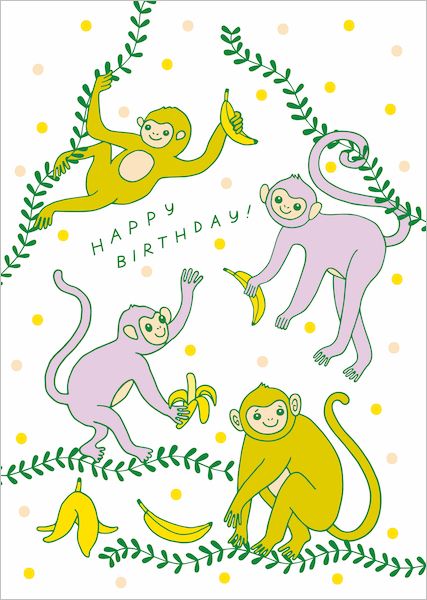 [GT-C-BD483] Card-Monkey Birthday