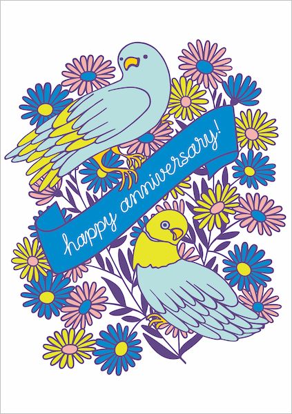 [GT-C-LV480] Card-Lovebirds Anniversary