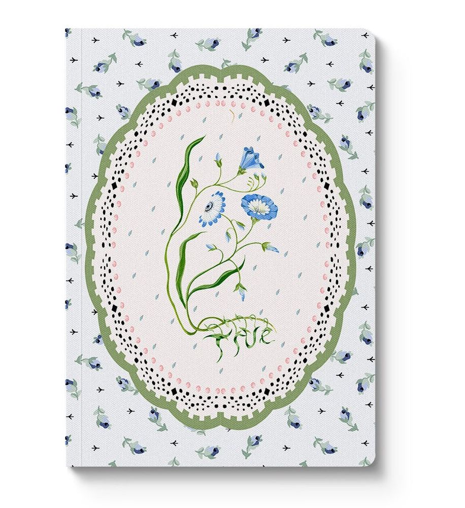 [CK-SN-3-A5-13163] A5 Textured Soft Cover Notebook-Blue & Cream Roots Vignette
