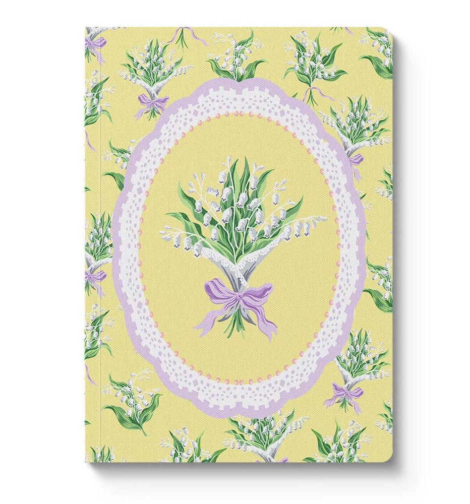 [CK-SN-3-A5-13165] A5 Textured Soft Cover Notebook-Yellow Lily of the Valley Vignette