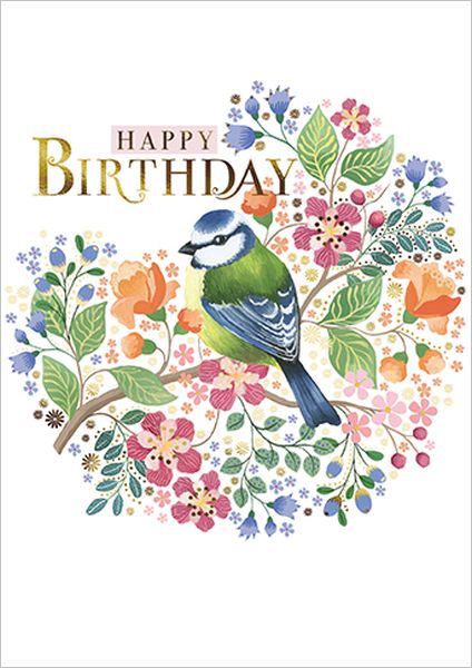 [AL-OP0005] Foil Card-Blue Tit on a Branch