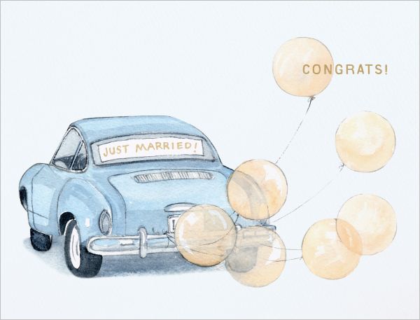 [EF-C-SP0574] Foil Card-Vintage Car Wedding