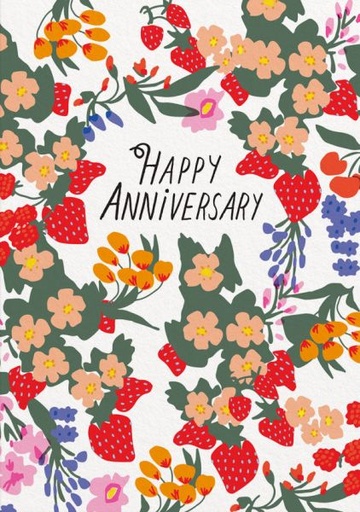 [OD-C-HAR09833] Card-Red Floral Anniversary