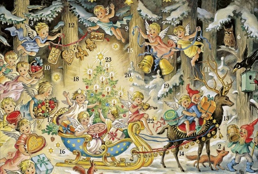 [KV-XCAL-6-12309] Advent Cal-Card-Deer with Sleigh