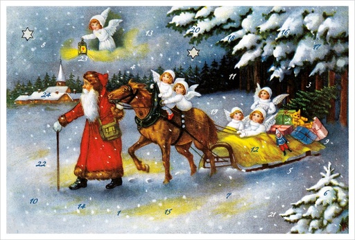 [KV-XCAL-6-12366] Advent Cal-Card-Angels with Father Christmas