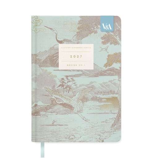 [I-AOD-D27-A5-V-13745] V&A A5 Hard Cover Diary-Flying Cranes